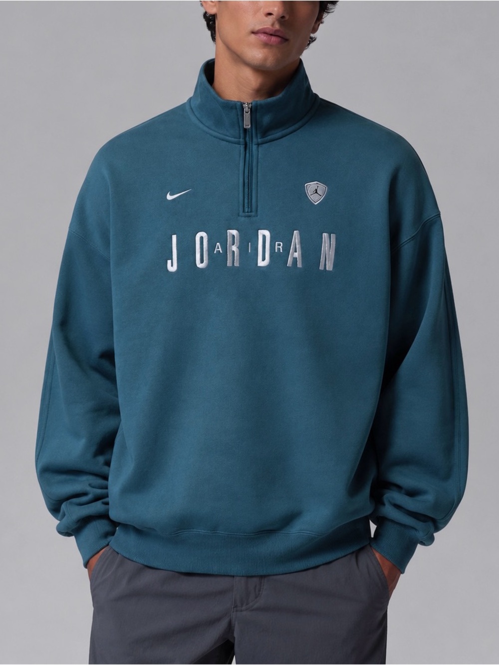 NWT $125 Nike Jordan Flight Men's Graphic Fleece 1/4-Zip Blue XXL